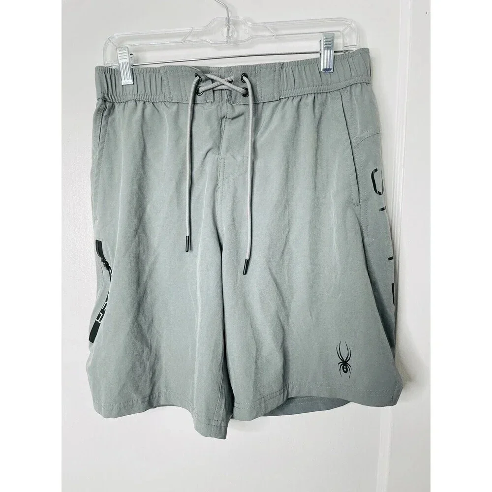 Spyder Quick Dry Swim Board Short Sz S Gray UV Protection Pockets 9